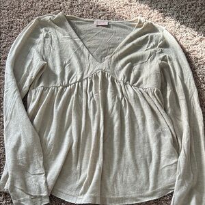 Pink Lily Boutique baby doll Cream V-Neck Women's Top